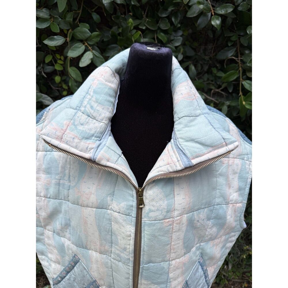 Upcycled Quilt Full Zip Vest - Cats & Star