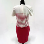 Talbots Petites	vintage red & white stripped textured knit preppy shift dress