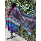 Upcycled Throw Blanket Kimono - Rainbow Fringe