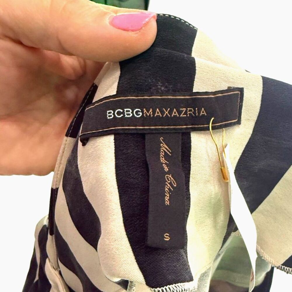 BCBGMAXAZRIA black & white vertical stripe mini shift dress