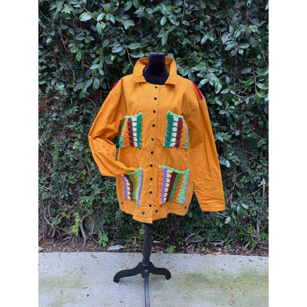 Upcycled Chore Coat - Vintage tent & crochet blanket