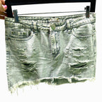 Rock Etiquette distressed denim mini skirt, light wash
