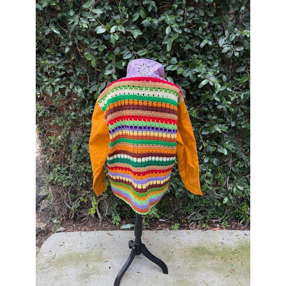 Upcycled Chore Coat - Vintage tent & crochet blanket