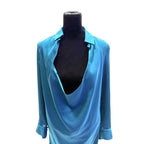 Halston Heritage teal slinky shirt dress
