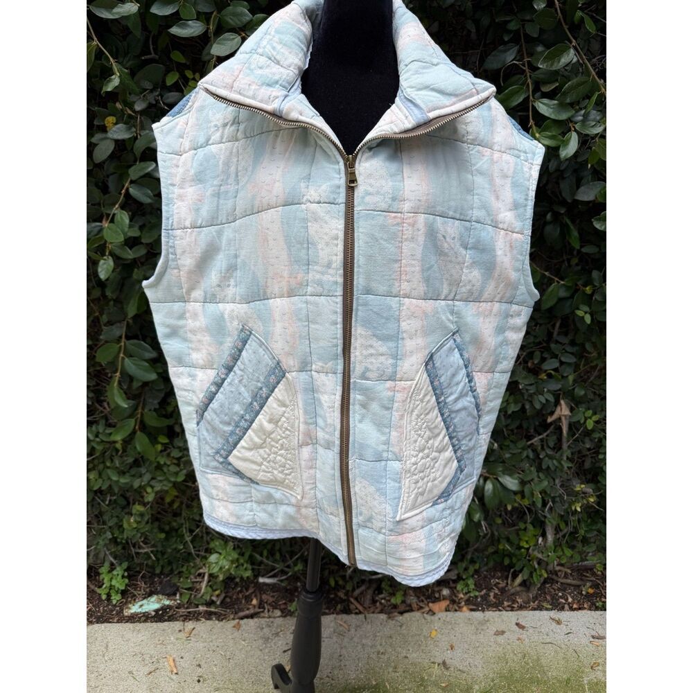 Upcycled Quilt Full Zip Vest - Cats & Star