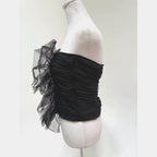 & Other Stories black sheer mesh tube top with frill detail