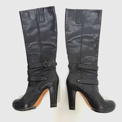 BCBG Mandy boot - Leather knee-high Moto Boots With Rubber Heel Cap